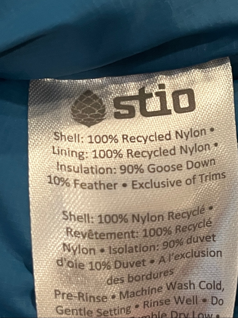 Stio Men's Hooded Packable Goose Down Vest Cream With Blue Lining - Picture 12 of 14